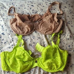 1 Fenty unlined and 1 Skims lightly lined bra both 40DD